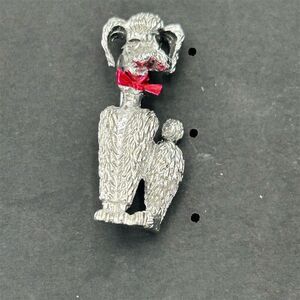 Vintage Silvertone Poodle Dog Brooch Pin Unisex Mid-Century Style